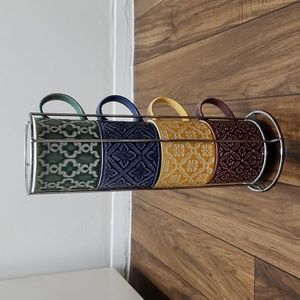 4 Coffee Cups and Metal stand
